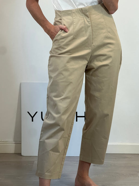 ZARA. Pantalón beige ancho T.m