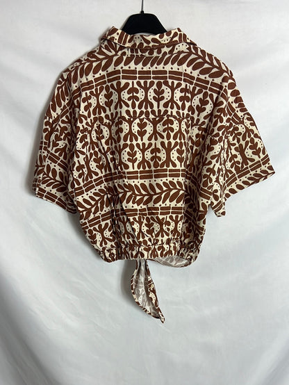 ZARA. Blusa estampada lazada. T S