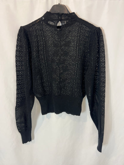 ZARA. Top negro encaje T.s