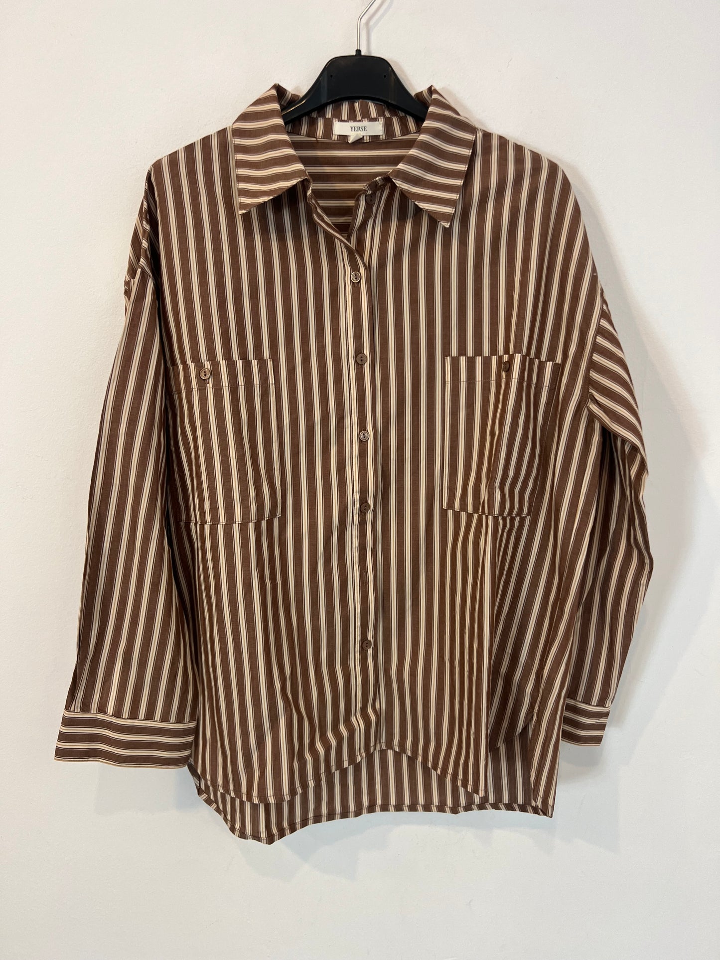 YERSE. Brown striped blouse T.xs