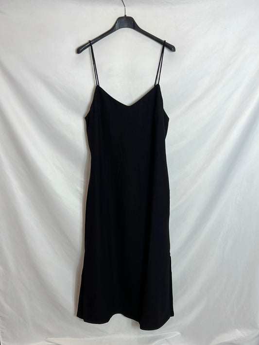 MANGO. Vestido midi negro aperturas. T M