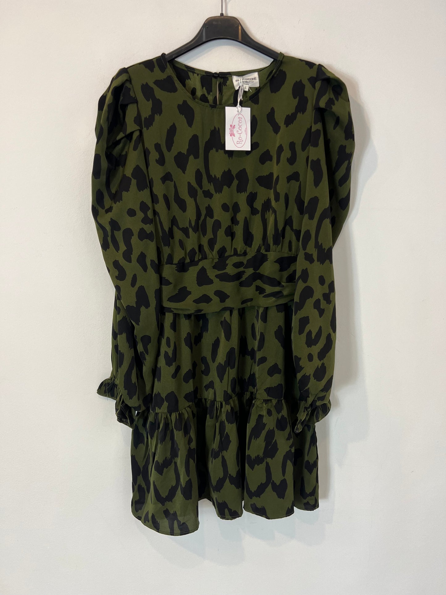 RETRO&amp;ICONE. Short green print dress TL