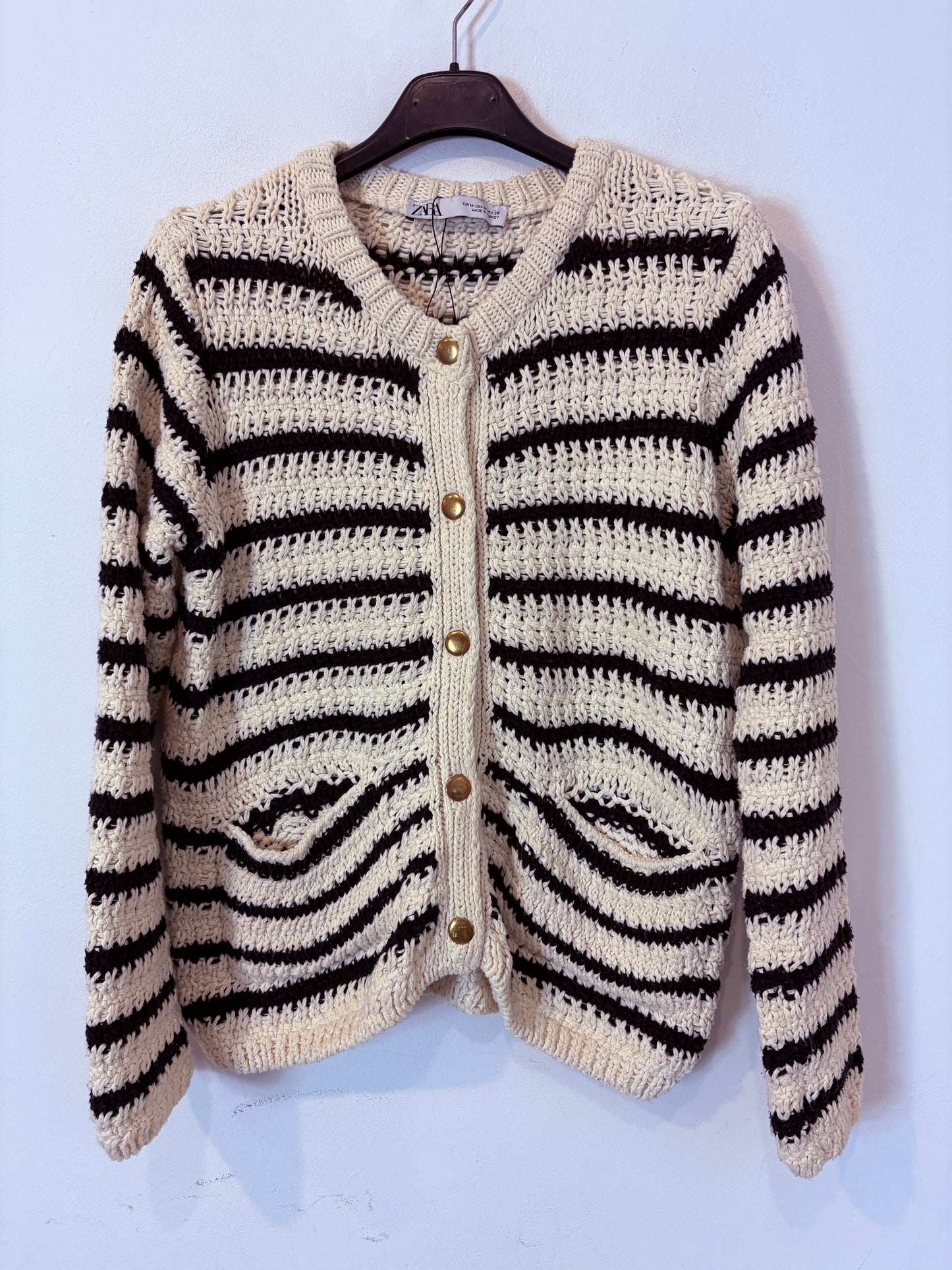 ZARA. Chaqueta punto grueso rayas