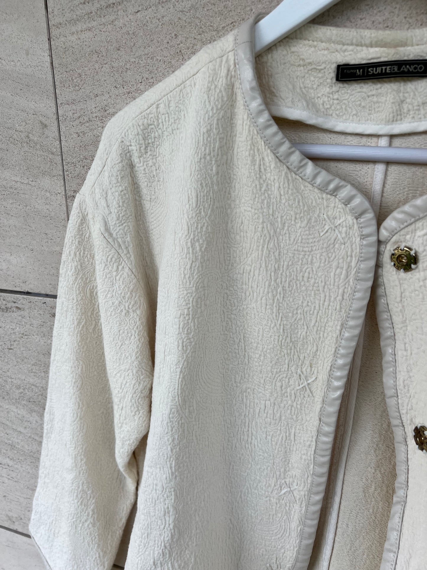 WHITE. White textured Tm jacket