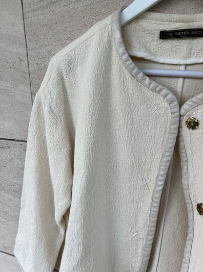 WHITE. White textured Tm jacket