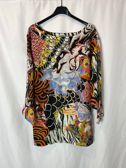 PHILOSOPHY OF ALBERTA FERRETT. Printed silk top/dress. Size 38