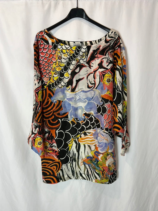PHILOSOPHY OF ALBERTA FERRETT. Printed silk top/dress. Size 38