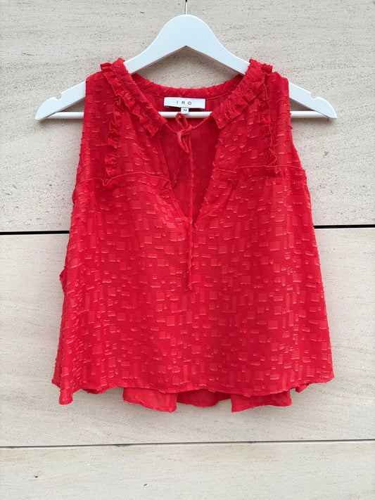 IRO. Top rojo fluido textura