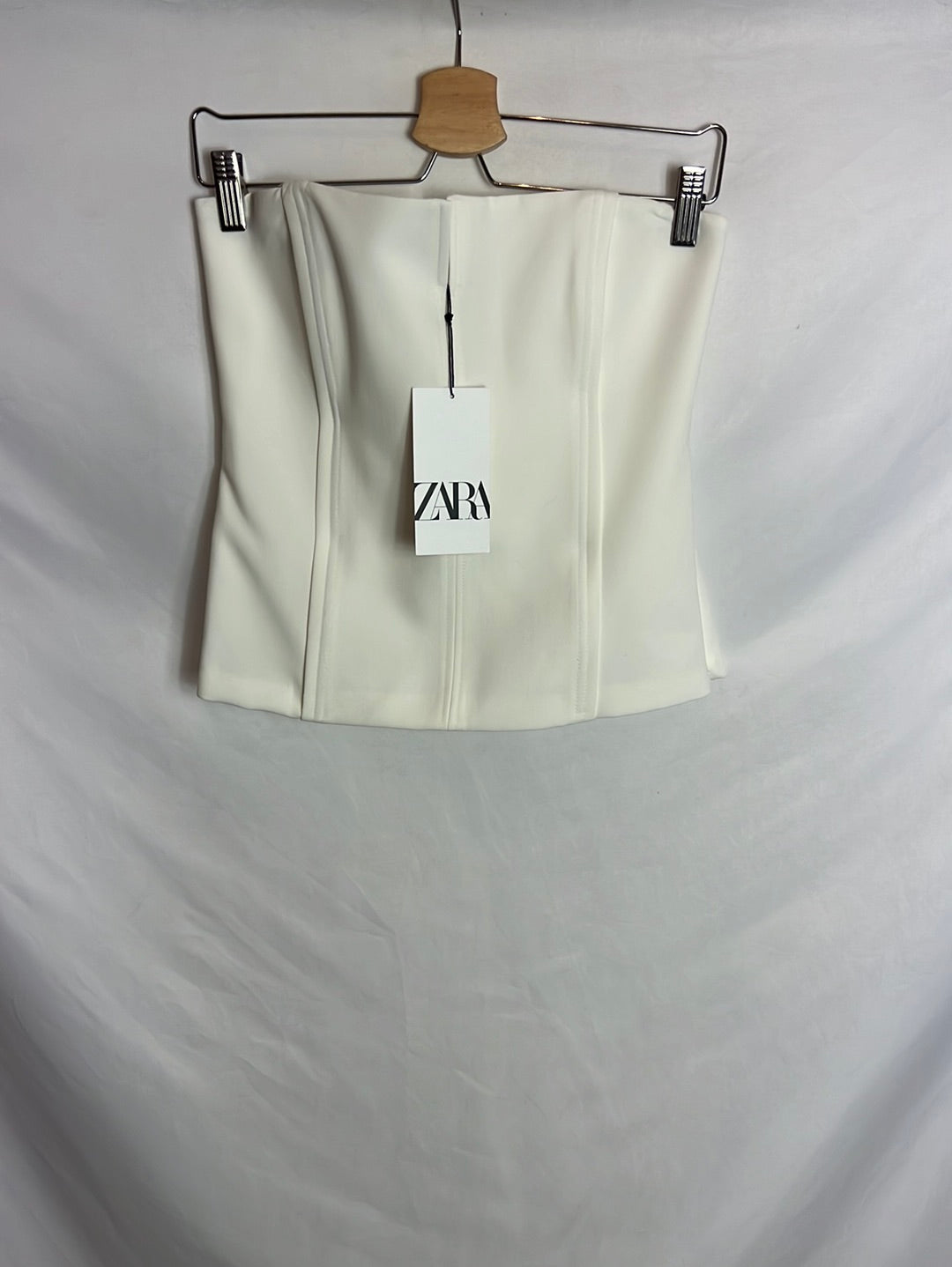 ZARA. Top blanco palabra de honor. T M