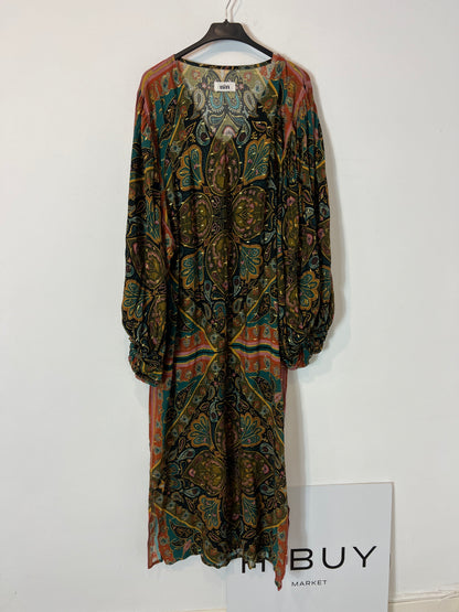 NÏN. Vestido largo estampado hilos brillo. T M/L