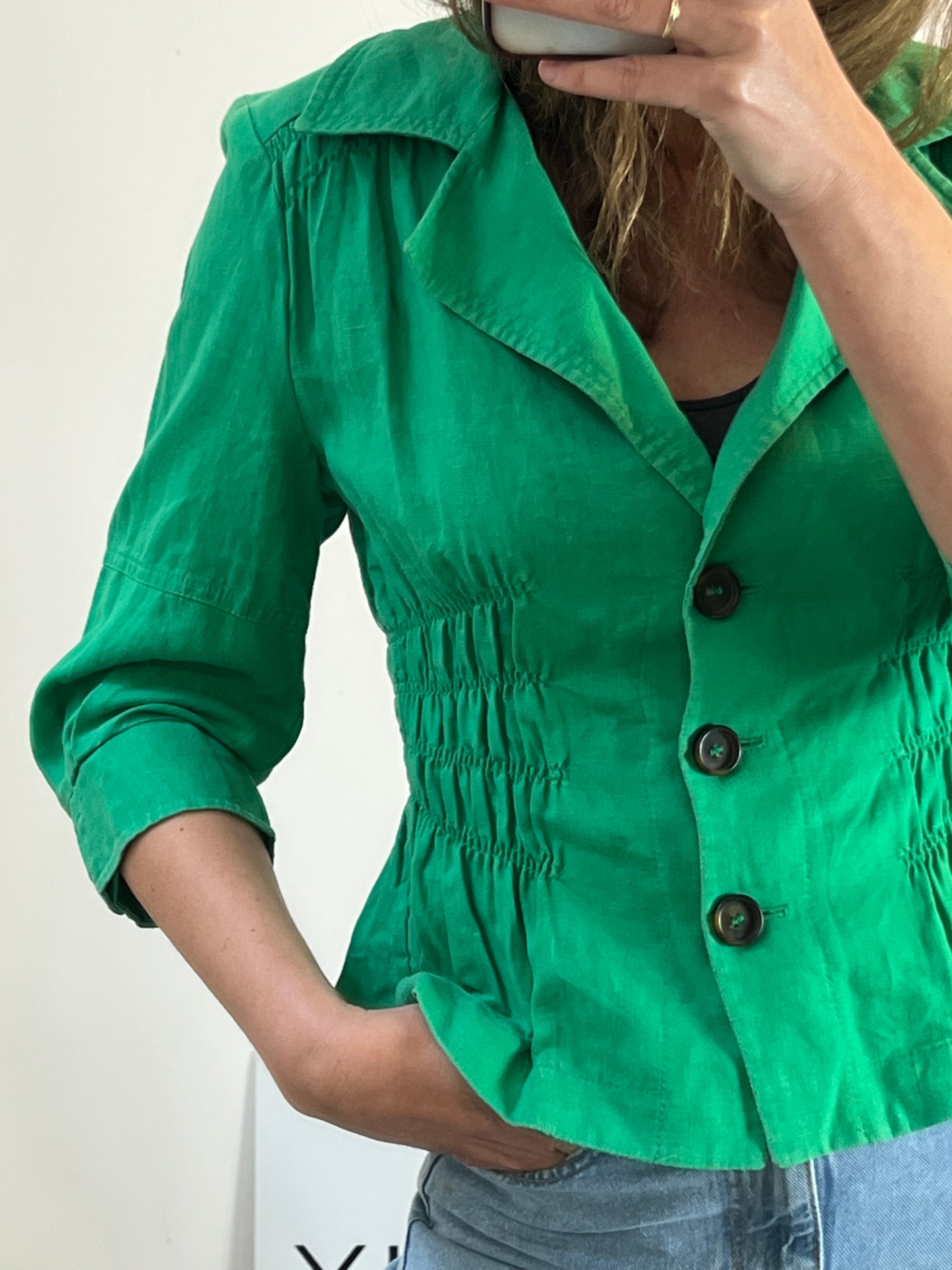 ZARA. Chaqueta lino vintage T.XL(M)