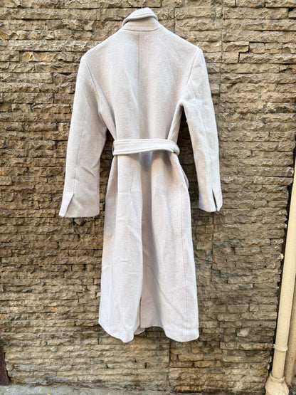 ZARA. Abrigo largo beige lana