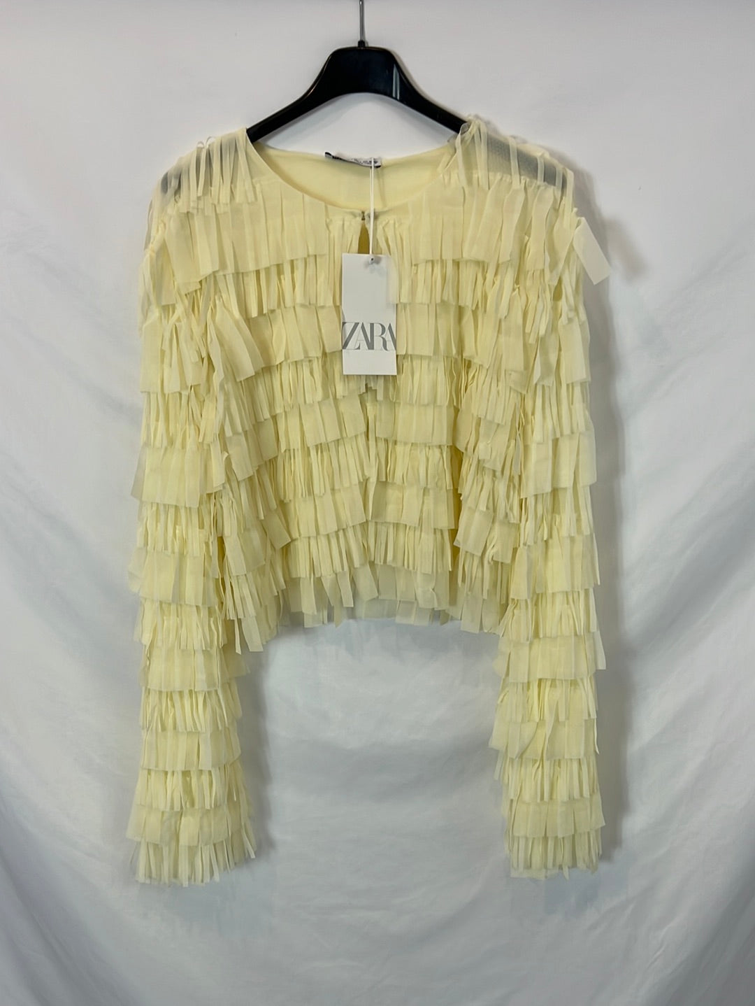 ZARA. Pastel jacket with fringes Ts