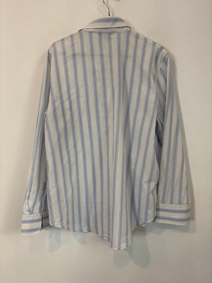 MASSIMO DUTTI. Camisa blanca rayas azules