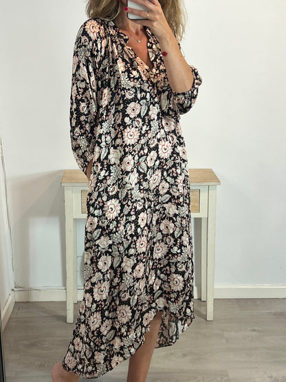 CHARLIE JOE. Asymmetrical print maxi dress. TS