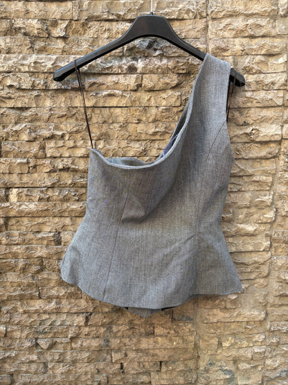 ZARA. Chaleco gris asimétrico. T S