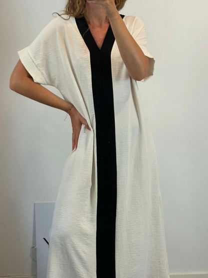Vestido largo color crudo fluido
