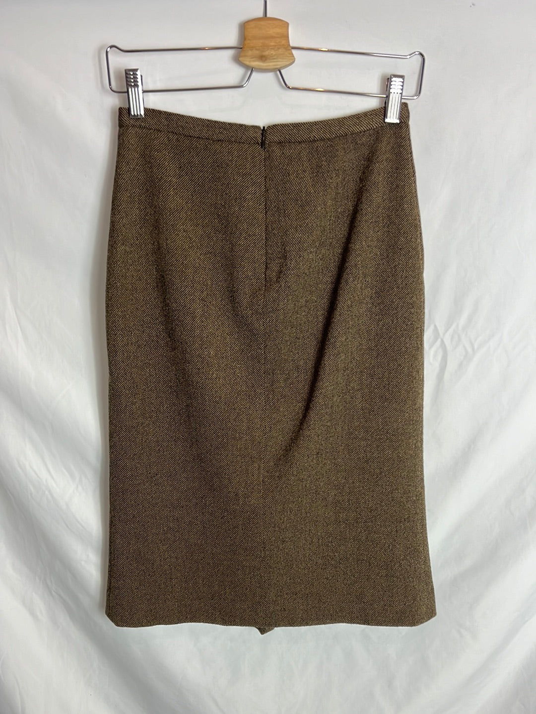 MASSIMO DUTTI. Falda midi lana jaspeada. T 36