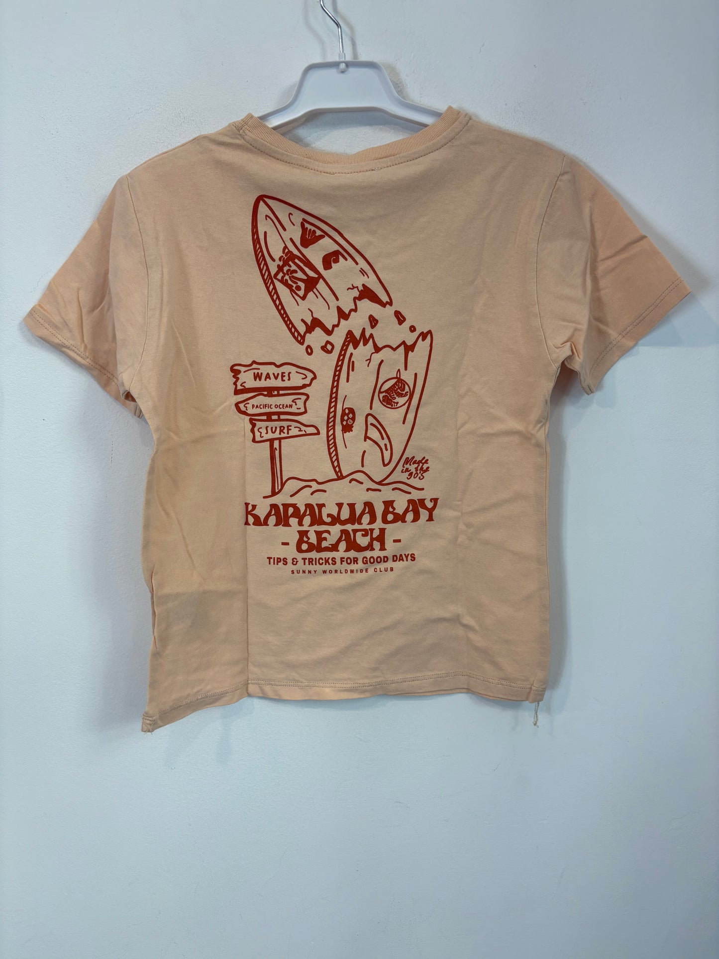 ZARA. Camiseta tono pastel dibujo espalda. T 7 años