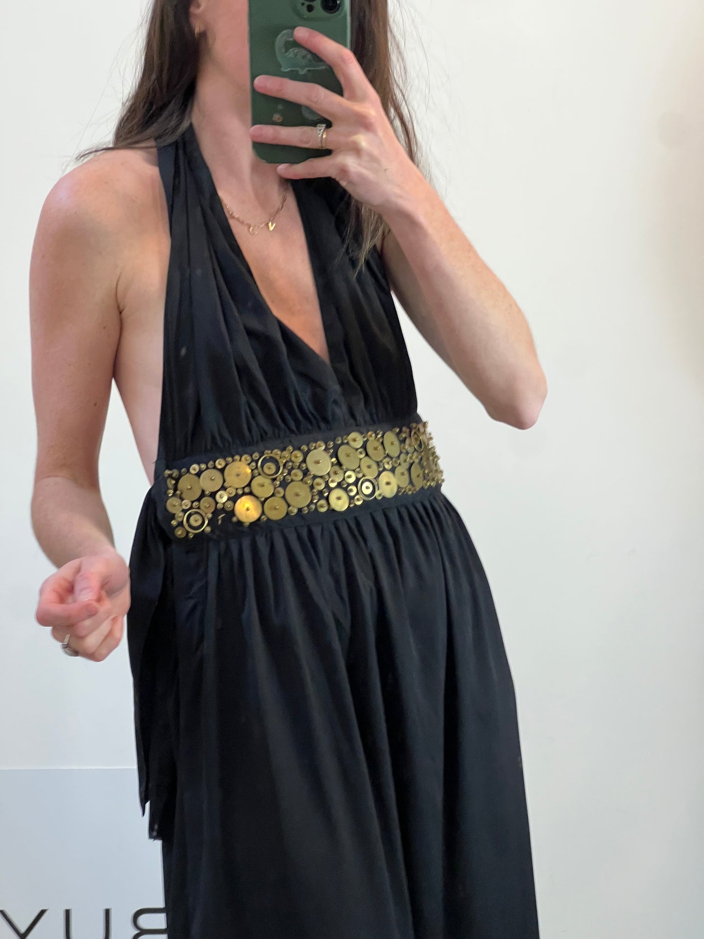 DAL BAT. Vestido midi seda abalorios