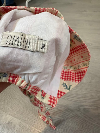 OMINI. Gorro/visera flores naranjas T. 3 meses