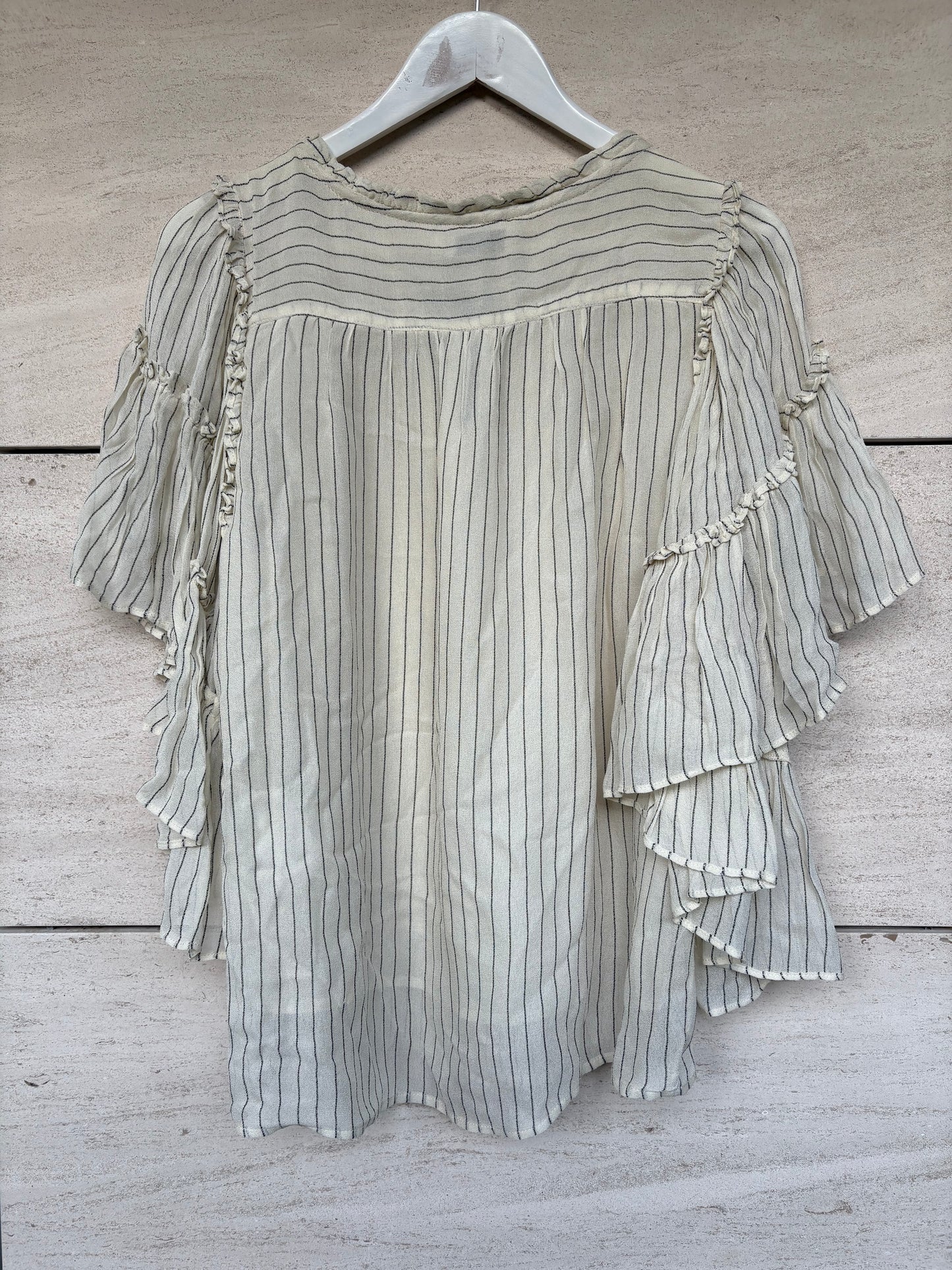 SEE U SOON. Striped airy blouse. T.S.