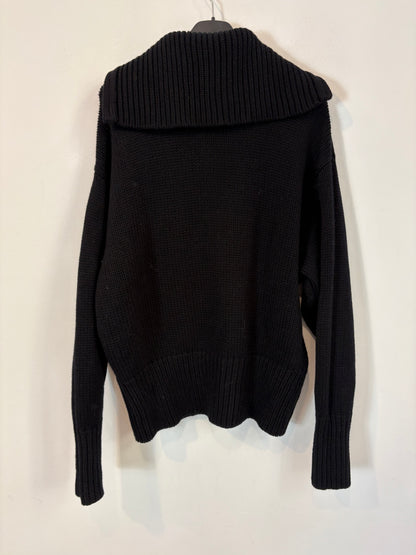 ZARA. Jersey negro cuello canalé con lana. T S