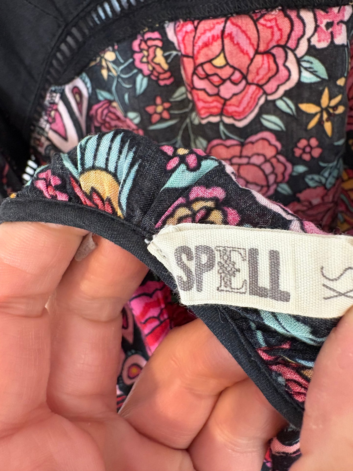SPELL. Vestido midi fluido estampado