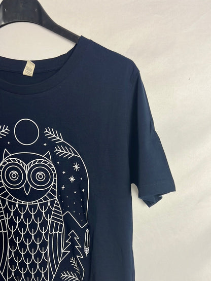 WITUKA. Camiseta algodón azul búho. T S