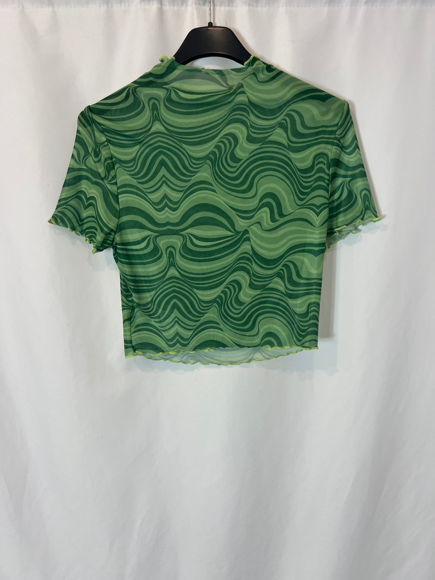 OTHERS. Green semi-sheer stretch top. TS