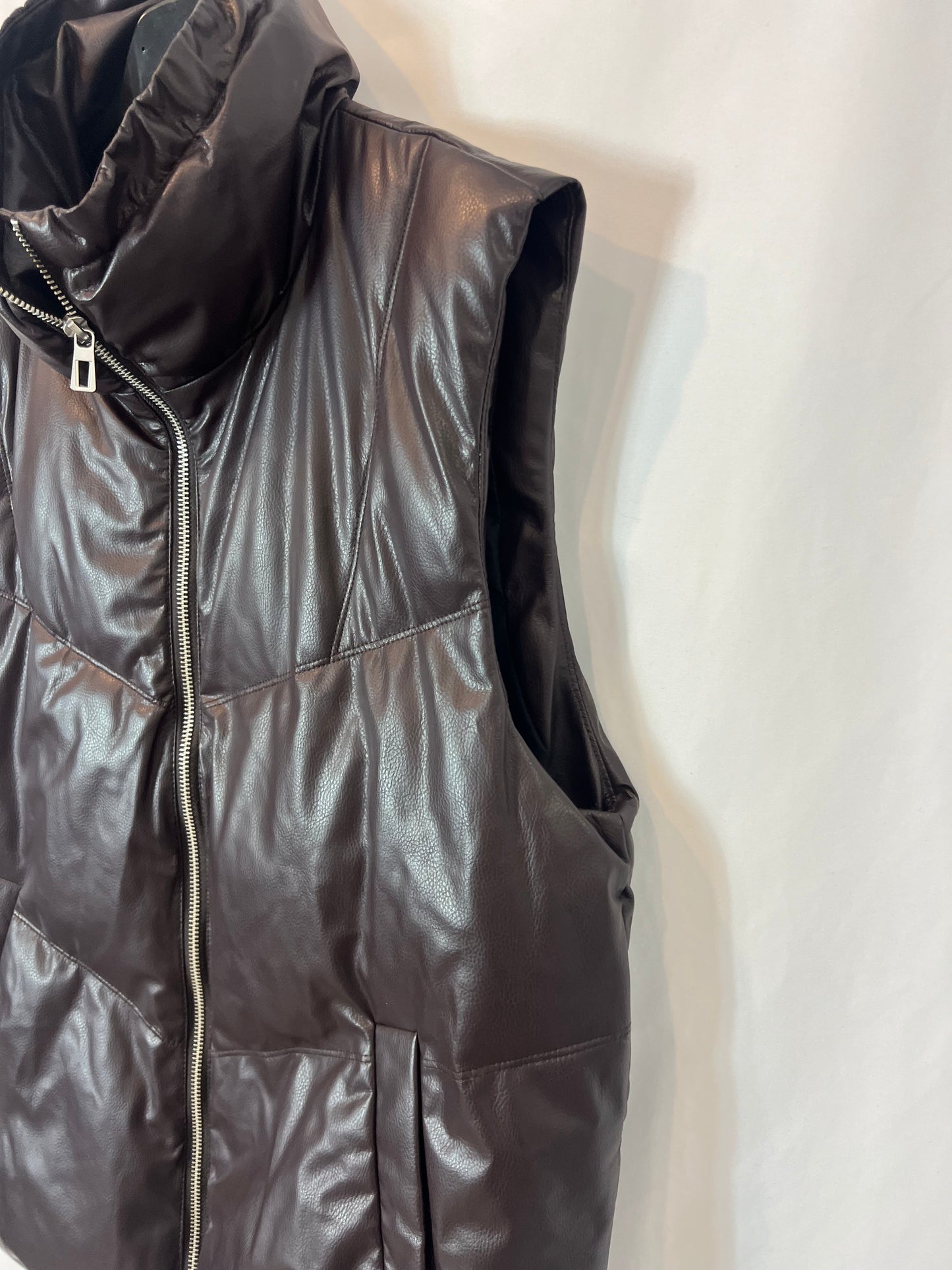 ZARA. Brown faux leather down jackets S.xs/s