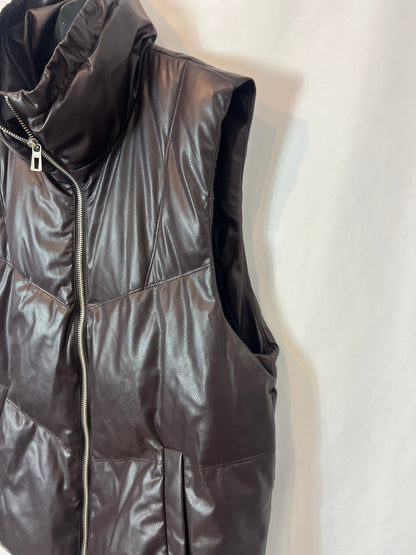 ZARA. Brown faux leather down jackets S.xs/s