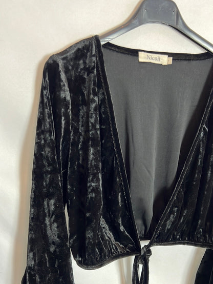 NICOLI. Top cruzado negro terciopelo. T S