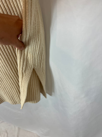 H&M. Chaleco beige canalé T.s