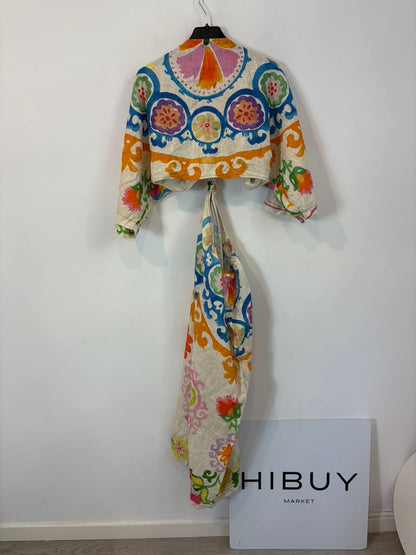 ZARA. Vestido aberturas estampado mezcla