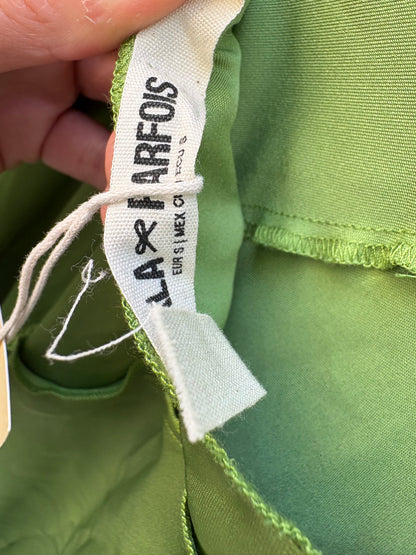 GALA & PARFOIS. Vestido largo verde satinado
