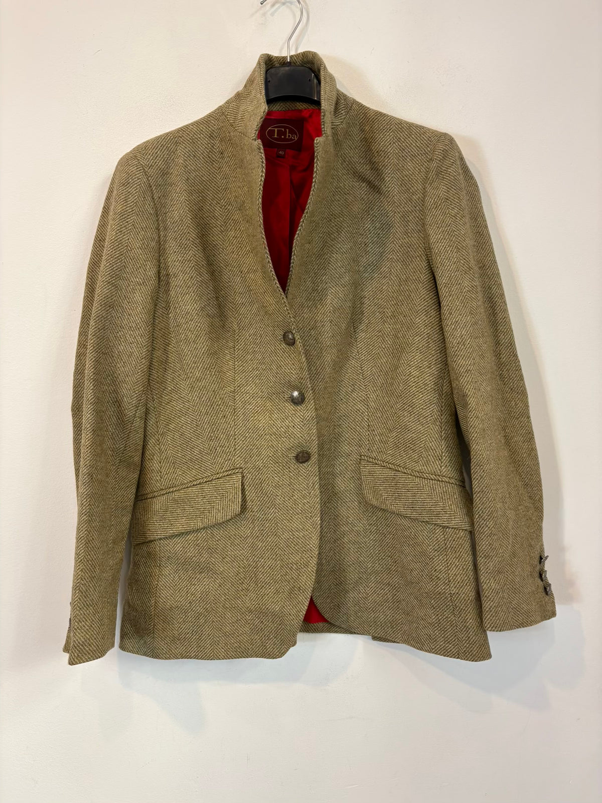 TBA. Blazer lana beige espiga