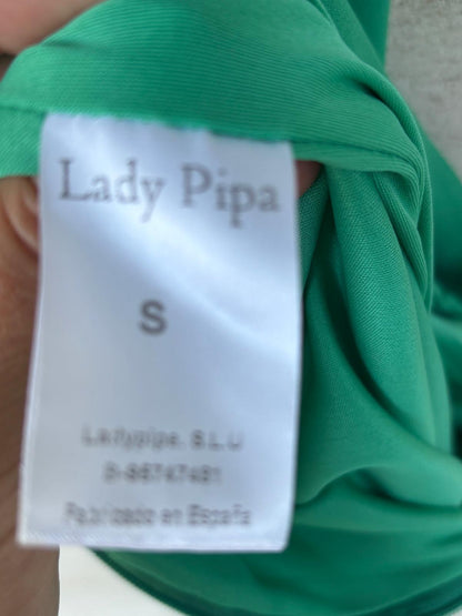 LADY PIPA. Mono verde fluido espalda cruzada