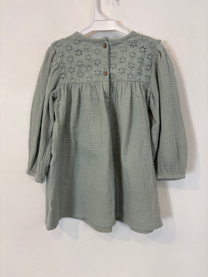 ORAS. Vestido verde bambula. T 18- 24 meses