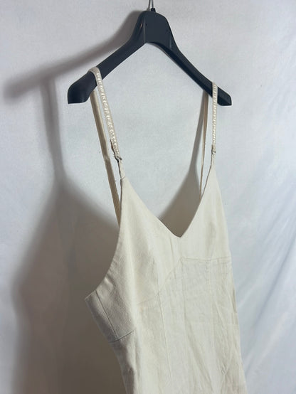 MAxMARA. Vestido lino midi color crudo. T 40