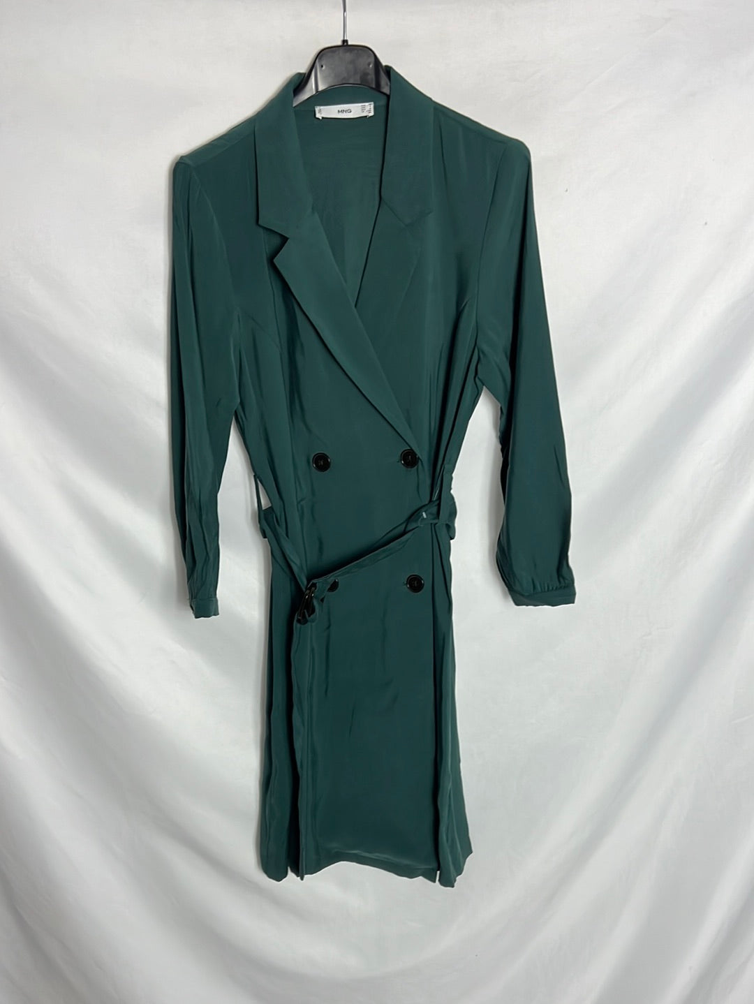 MANGO. Vestido verde doble botonadura . T M
