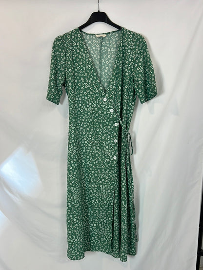 TDDPSSHDP. Vestido midi verde estrellas. T M