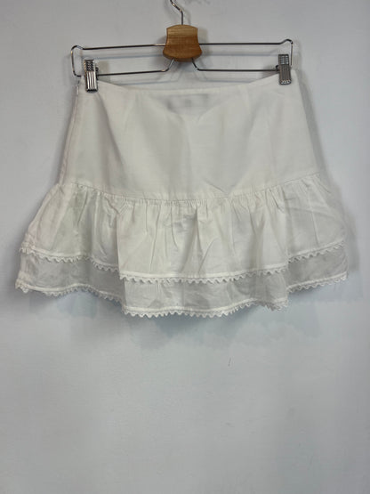 ZARA. Falda blanca volantes T.s