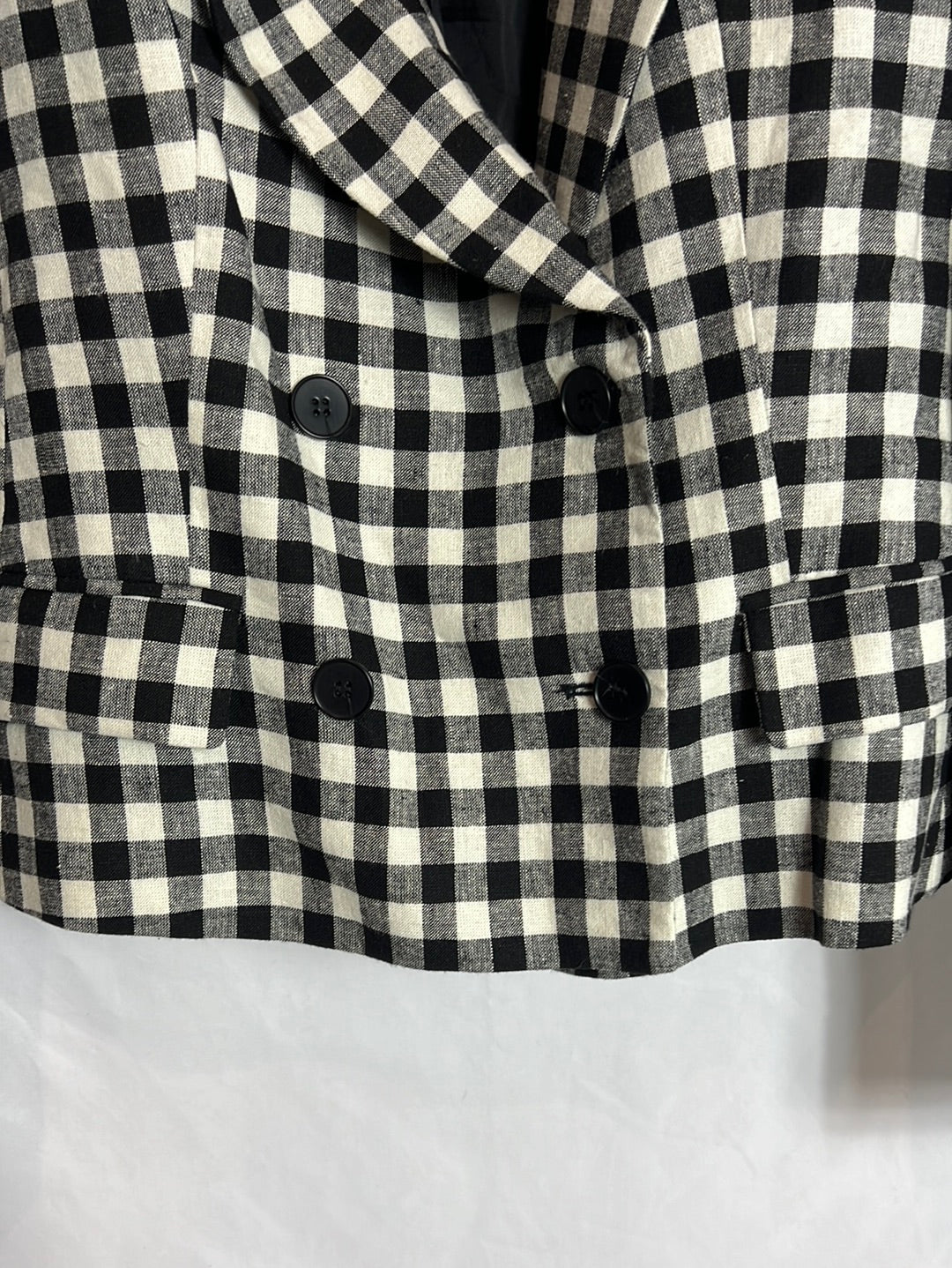 ZARA. Blazer Lino cuadros. T L