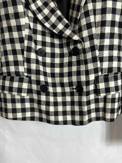 ZARA. Blazer Lino cuadros. T L
