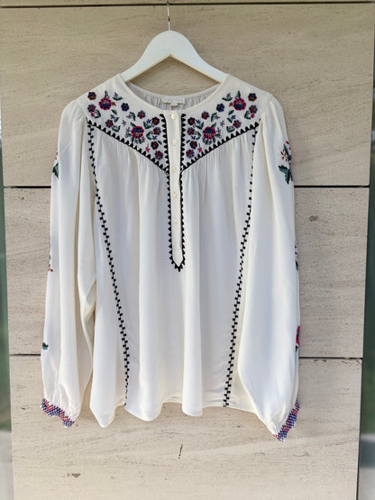 LOUISE MISHA. Blusa  fluida bordados