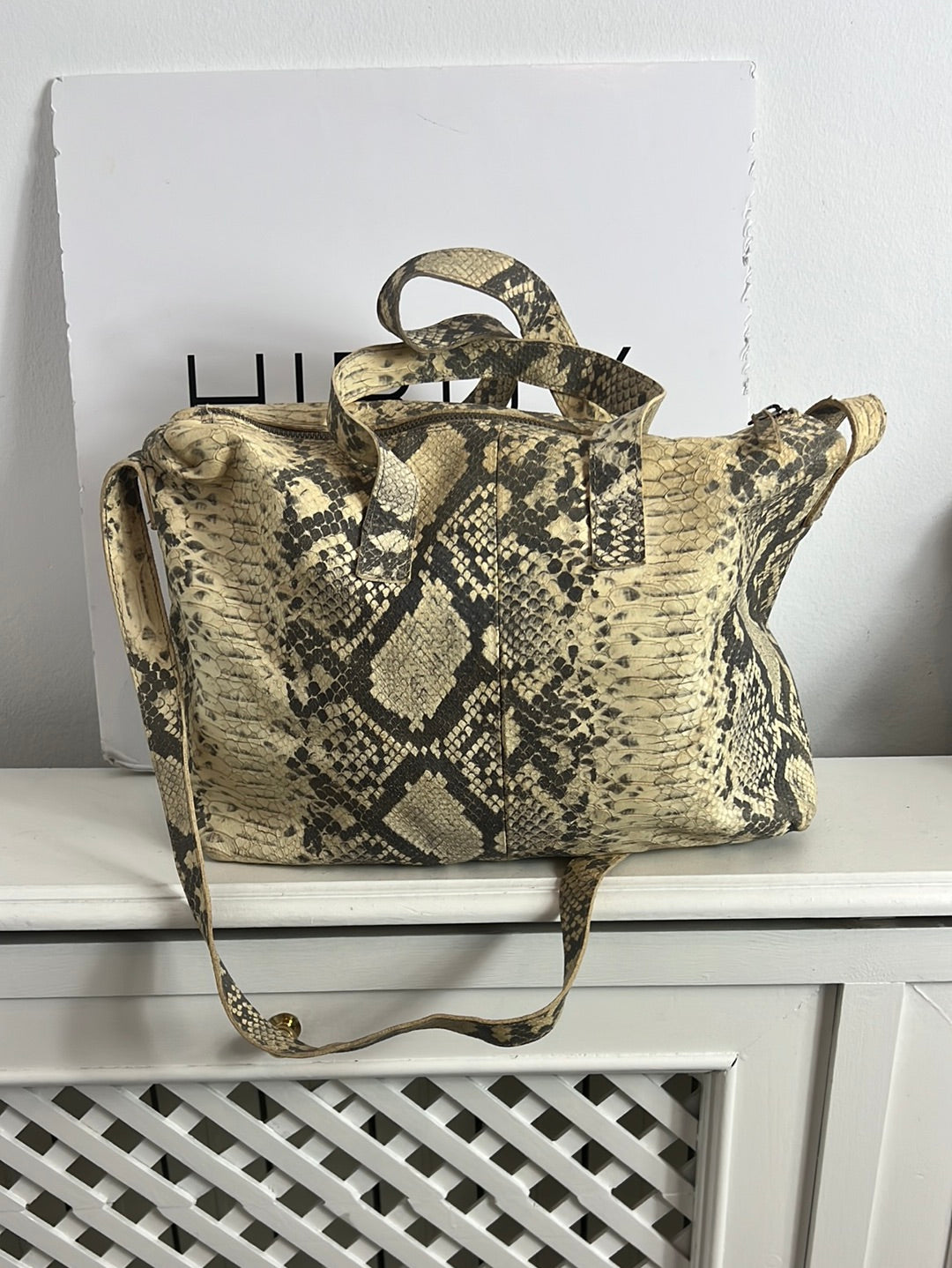 HACKEI. Medium crocodile-effect leather bag