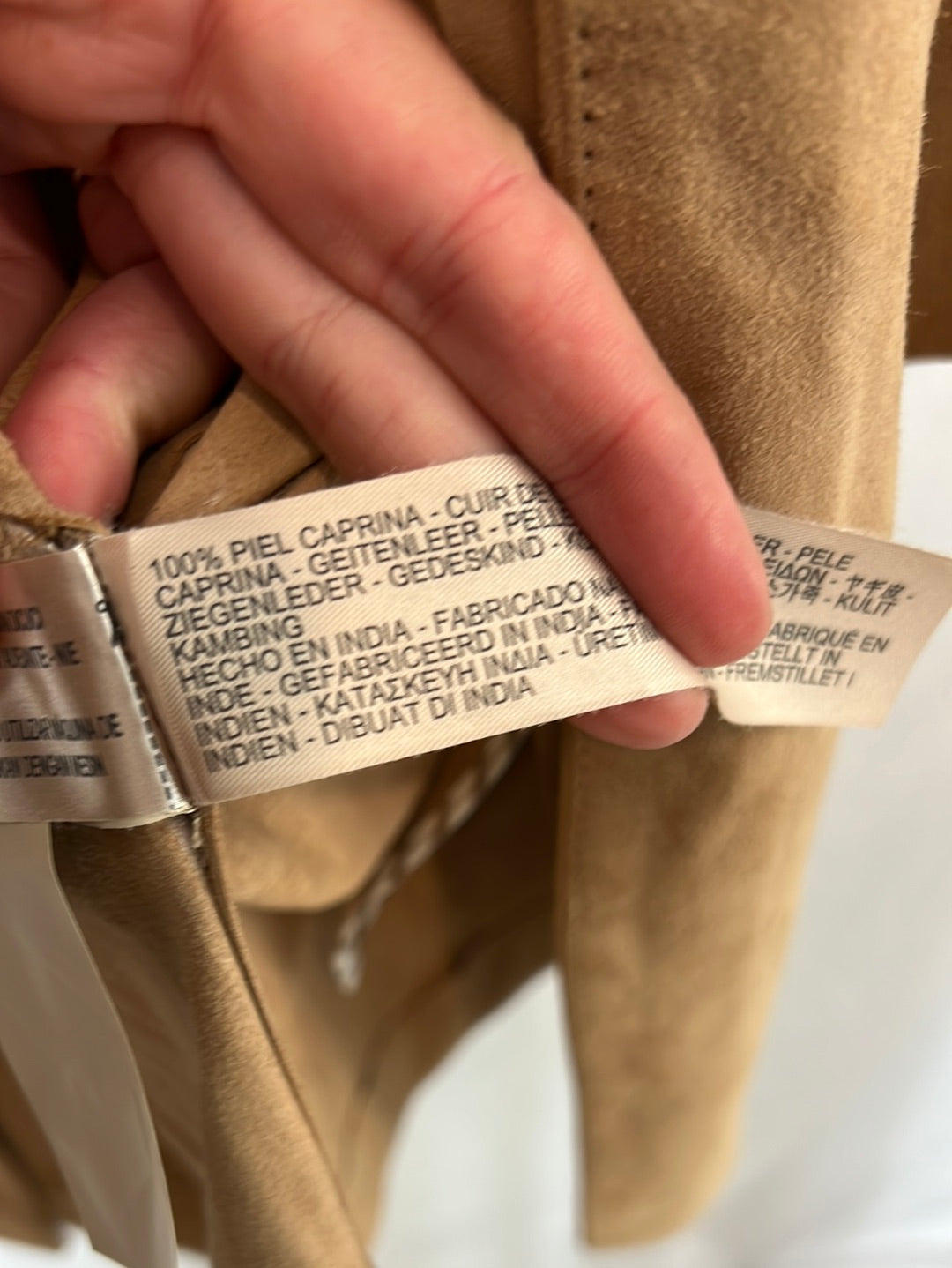 MASSIMO DUTTI. Chaqueta beige piel. T M