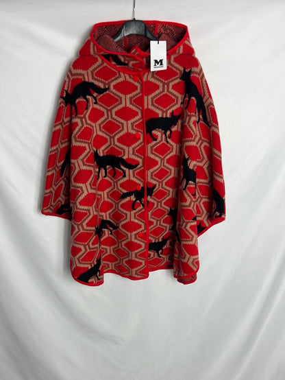 MISSONI. Red fox wool cape. TS (s/m)