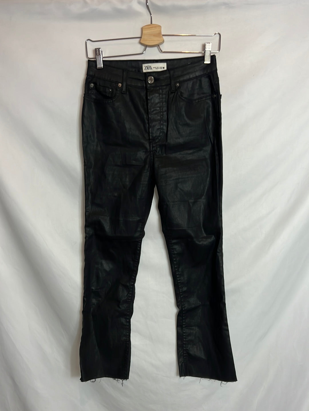ZARA. Black waxed trousers size 36